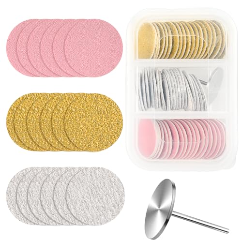 TIESOME Lot de 60 disques de papier abrasif de 20 mm avec foret à ongles en métal, lime à pieds, grain 80#120#180# pour perceuse à ongles, limes à pieds,...