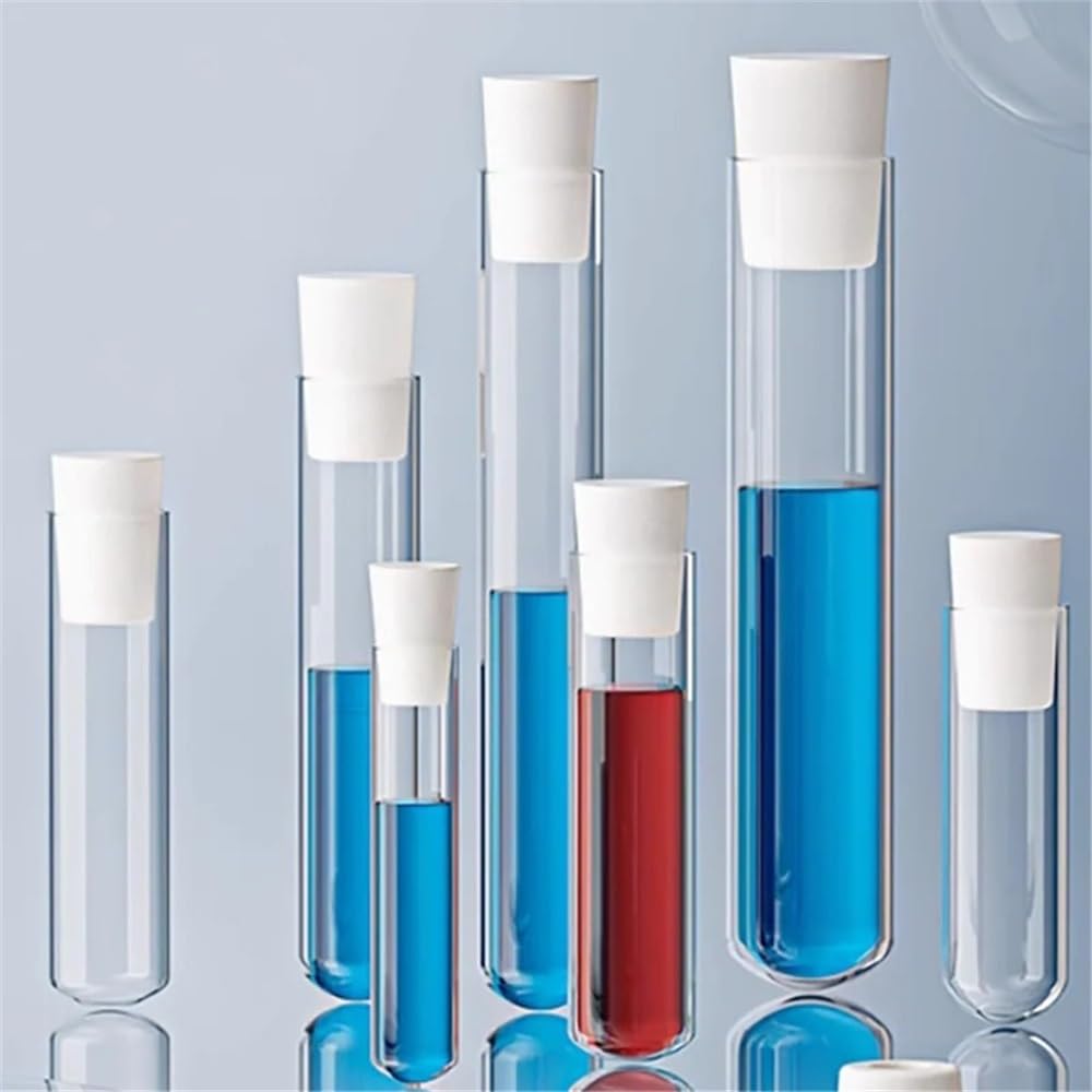 Tubo de silicona con fondo redondo y boca vidrio borosilicato grueso 10 piezas (15 x 150, 18 180 20 200) Equipamiento de laboratorio