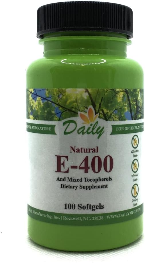 Daily Manufacturing All Natural Vitamin E-400 IU (268 mg) 100 softgels