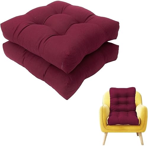 Miniatura 6 de Juego de 2 cojines cuadrados de mimbre para silla al aire libre, 20 x 20 pulgadas, cojín de asiento para silla copetudo, cojines de muebles de
