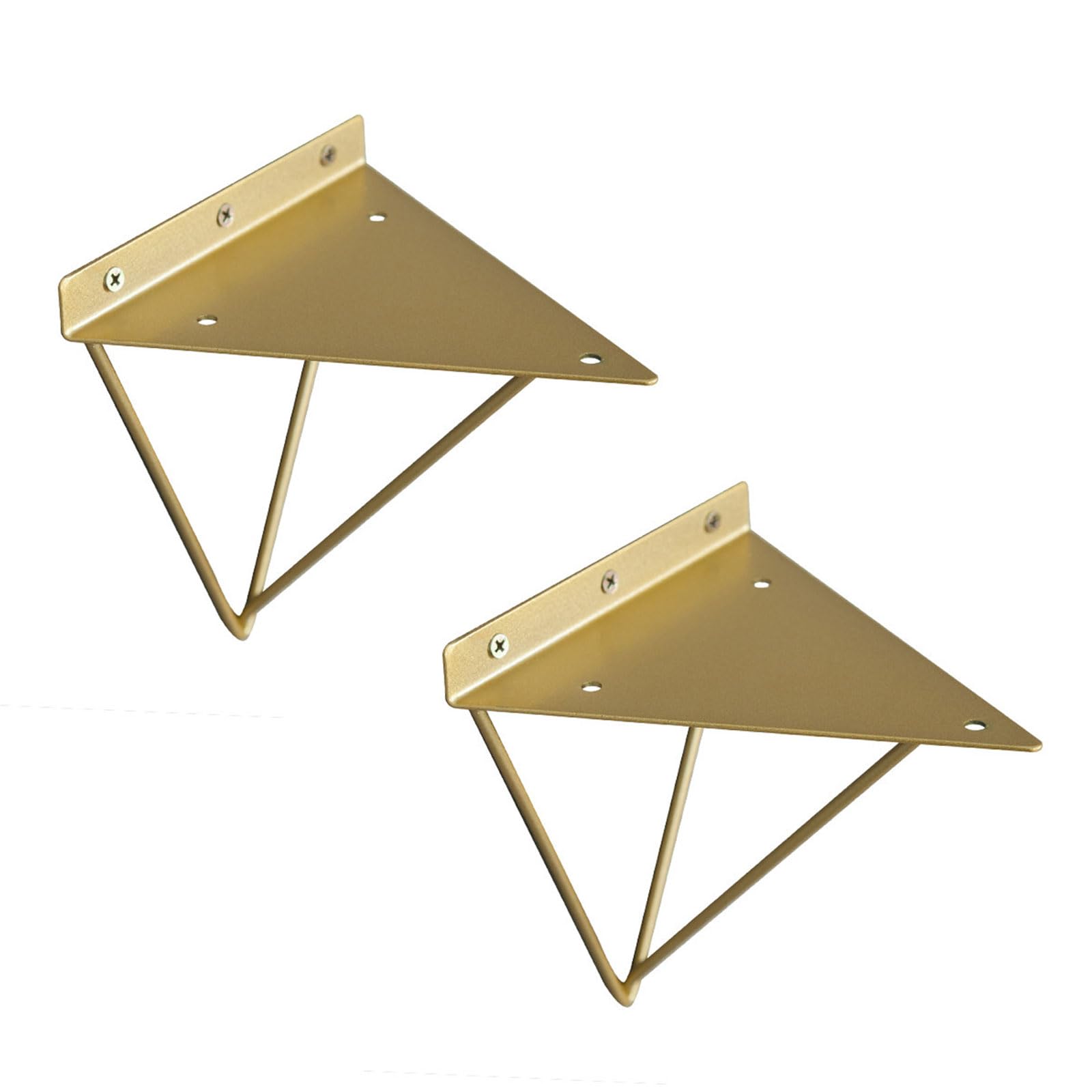 Shelf Brackets Gold/Black, Triangle Shelf Support Metal Wall Mounted Floating Shelf Bracket Wall Hanging Corner Brace(Gold,19.5cm)
