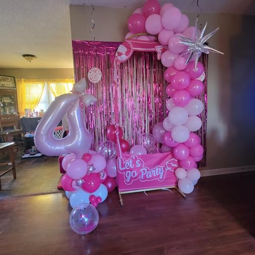 Image of 4 Balloon Numbers Birthday Decorations, 40In Pink Balloons for Men Women | Eye-catching Appearance, Perfect Decorative Centerpieces, Convenient Self-sealing Structure, Widely for Various Occasions