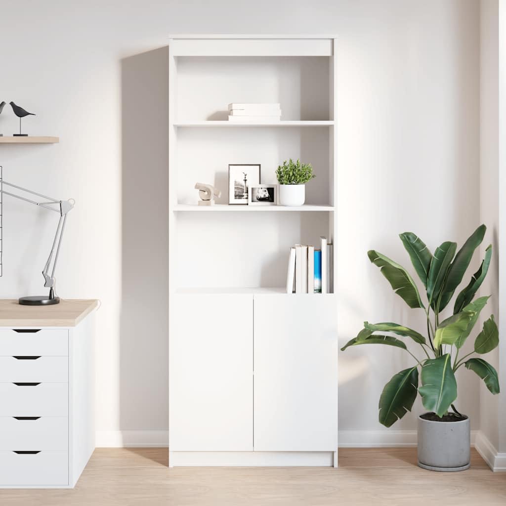 Aparador de madera blanco 70 x 35 x 180 cm para salón, pasillo, cocina