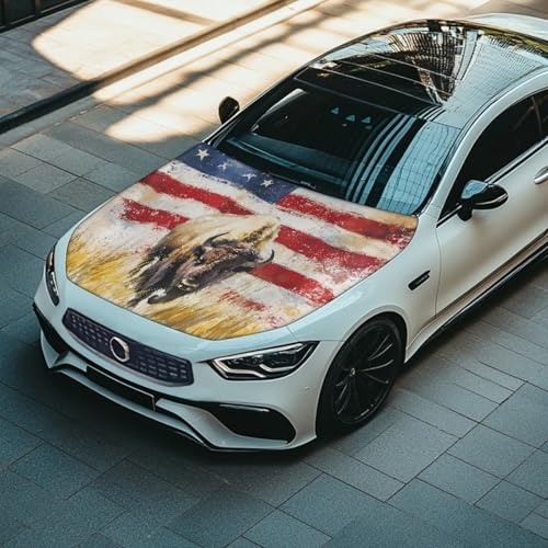 Image of Car Hood Cover,Breathable Soft Car Hood Cover Protector Suitable Most Automotive Sedans Trucks Pickup Sports Cars,Car Accessories Cow Flag Print