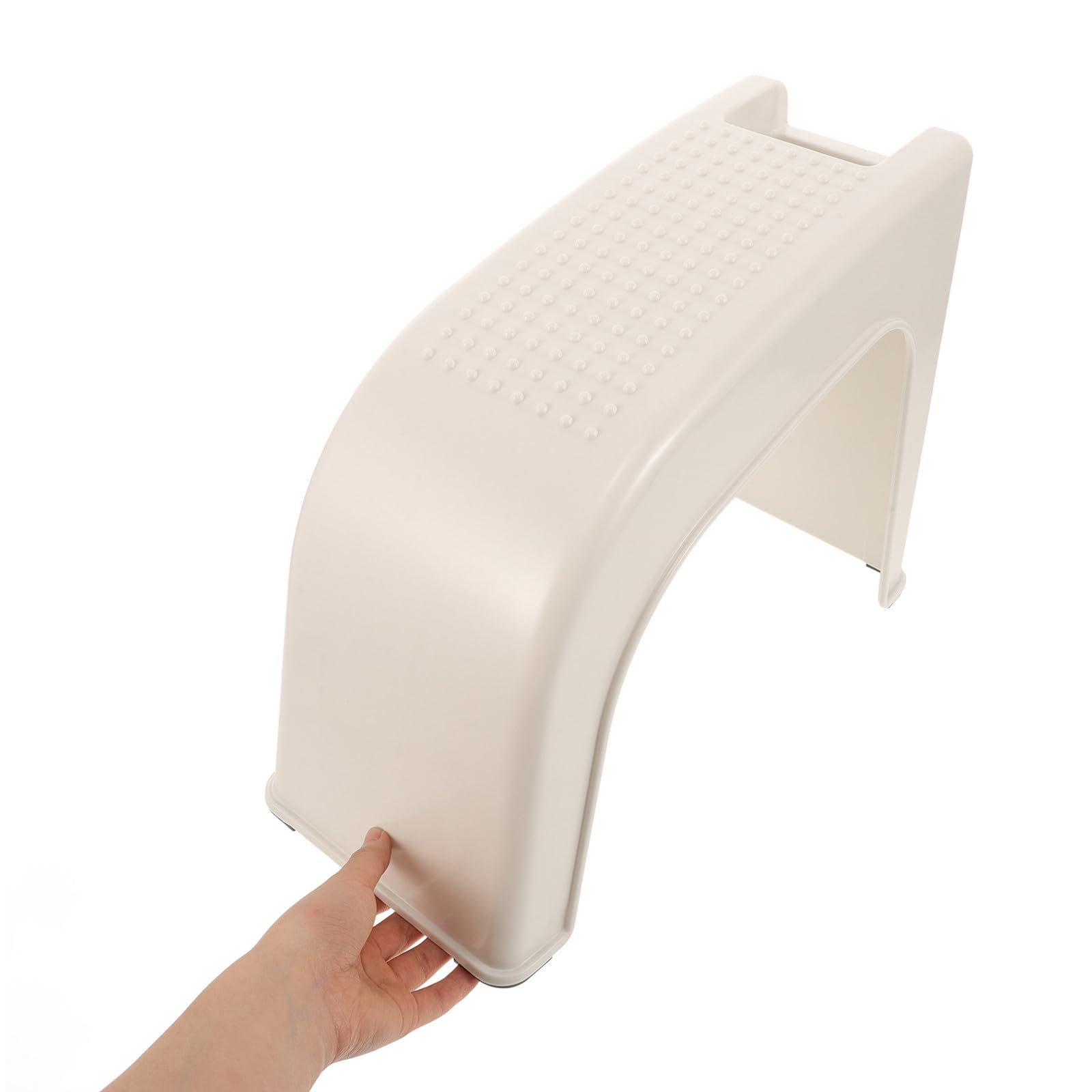 2 Pezzi Poggiapiedi per Pedicure Scatola Integrata, Beige | Plastica, Piattaforma Antiscivolo e Base Rialzata, Bordi Curvi e Angolo Compatto per Manicure