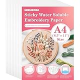 NEBURORA Bedruckbarer wasserlöslicher Stabilisator für Stickereien, 10 Stück, 20,8 x 29 cm, klebriges Stickpapier, abwaschbar, Stickerei, auflösbare Rückseite für Hand- oder Maschinennähzubehör