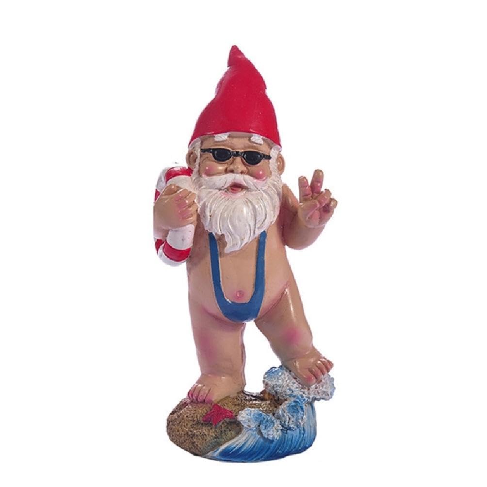 2 Resin Garden Ornament Hilarious Mankini Wearing Gnome With Life Buoy For Outdoor Decoration Figure For Outdoor Enthusiasts