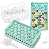 KICHLY 3 Ice Cube Tray Balls - Ice Cube Maker for Freezer – BPA Free – Perfect for Chilling Cocktails, Whiskey, Coffee Effortless Release (99 Spherical Balls Includes Ice Bin & Ice Tong-Blue)