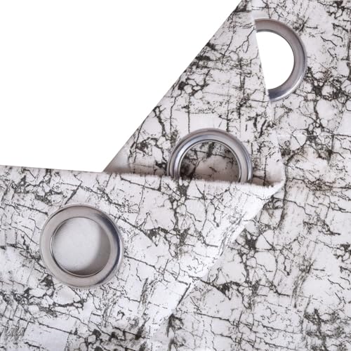 Image of Homestan Abstract Design Velvet Door Curtains 7 Feet Long Set of 2 with Stainless Steel Grommets for Home Decor (7 X 4.5 Feet, White)