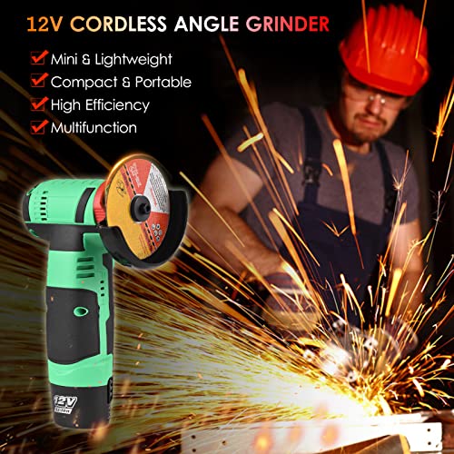 Cordless Angle Grinder, Weytoll 19500 Rpm 12V Mini Angle Grinder,With 2 Pcs Battery 2Pcs Discs, For Plastic/Pipe/Drywall Cutting & Grinding #TOP7
