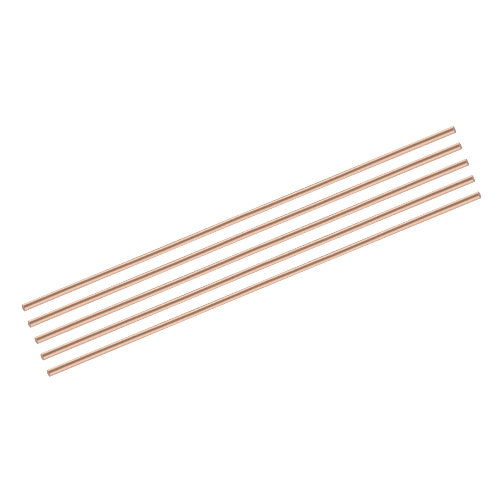 sourcing map Lot de 5 tiges rondes en cuivre pur de 4 mm de diamètre 300 mm de long pour loisirs créatifs et travaux manuels