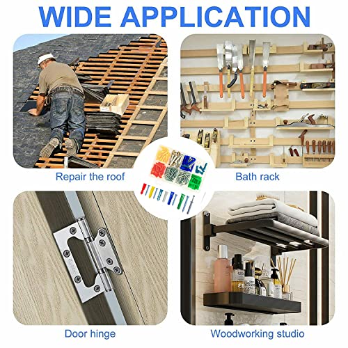 Coologin Drywall Anchor Kit With Screws,144 Pcs Colors Screw And Anchor Set Includes 6 Sizes Plastic Wall Anchors And Self-Tapping Screws For Drywall With Organizer Case #TOP5