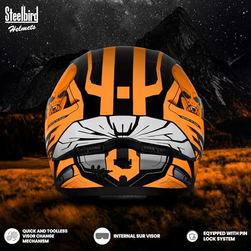Image of Steelbird SBA-20 Strange ISI Certified Flip-Up Graphic Helmet for Men with Inner Silver Sunshield