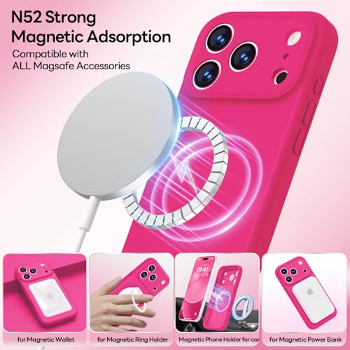 Image of LOVE 3000 Designed for iPhone 17 Pro Case, Premium Silicone [Compatible with Magsafe][Soft Anti-Scratch Microfiber Lining] Shockproof Protective Phone Case for Men Women 6.3 inch, Hot Pink