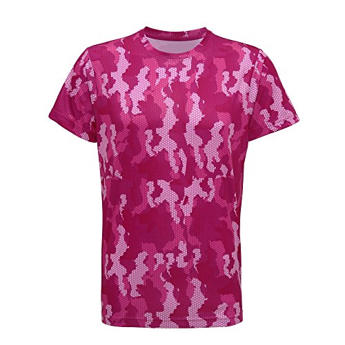 Tri Dri - Camiseta de manga corta modelo Hexoflage Performance para hombre (XL/Camuflaje rosado intenso)