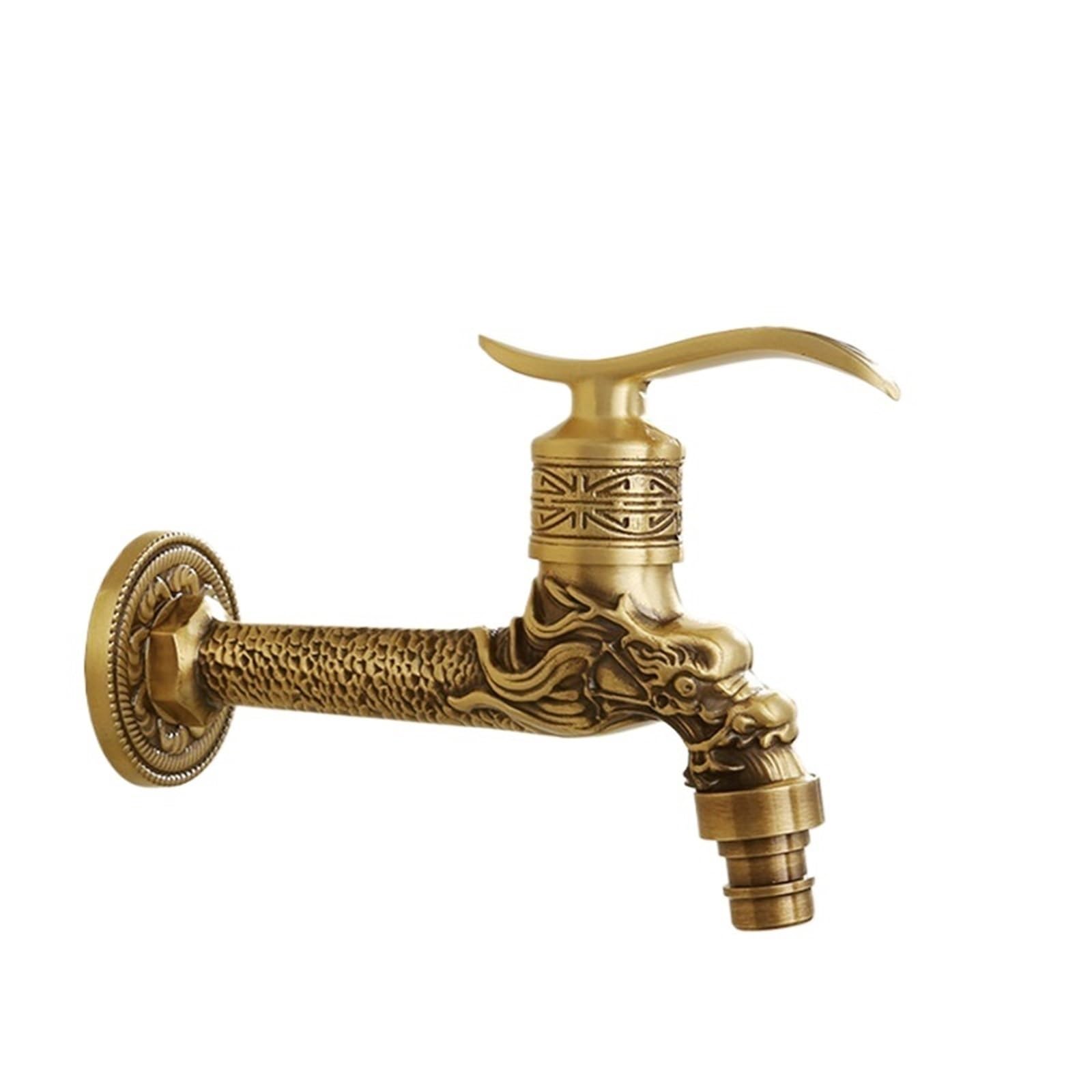 Outside Tap Brass Tap Faucet Garden Bibcocks Carved Washing Machine Outdoor Single Cold(Style J Tall)
