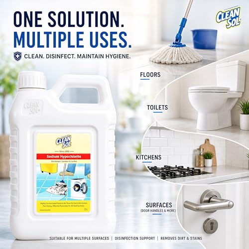 Image of Cleansol Sodium Hypochlorite Solution - 2 Litre - Multipurpose Disinfectant Liquid