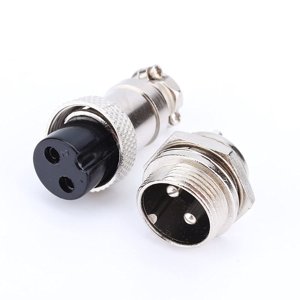 Set Connettore Aviazione Spina 2 Pin GX16 Connettore del Cavo di Aviazione Metallo a Vite Maschio, Connettore 2 pin Maschio Femmina