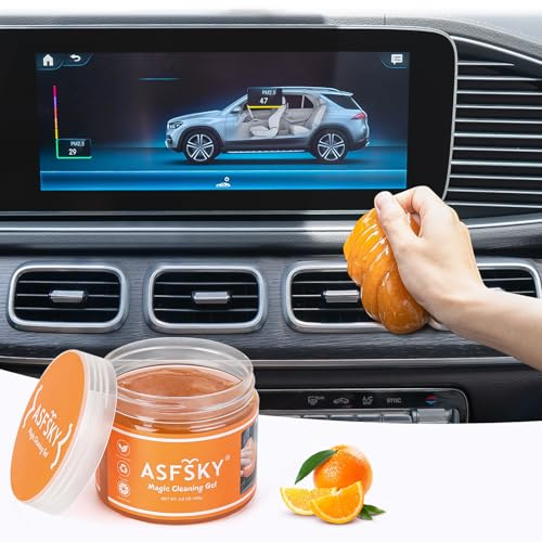 ASFSKY Reinigungsgel Auto Cleaning Gel Schleim Tastatur Reinigung Wiederverwendbar Auto Innenraum Reiniger Tastatur Reinigungsschleim Universeller für PC Laptop Kamera Taschenrechner(orange 160g)