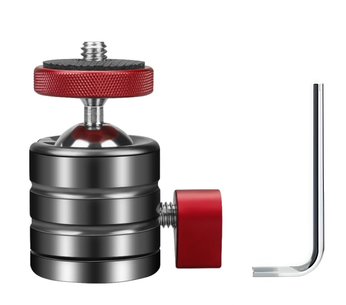 Mini Tripod Ball Head with 1/4" Threaded 360 Degrees Panoramic Metal for DSLR Cameras Smartphone Tripods Monitor Camera Slider Track