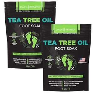 Tea Tree Oil Foot Soak with Epsom Salt – Made in USA – for Toenail irritations, Athletes Foot, Stubborn Foot Odor Scent, Softens Calluses & Soothes Sore Tired Feet – 2 Pack