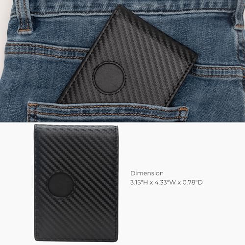 Alldaily Mens Wallet With AirTag Holder, Trackable Smart RFID Blocking Front Pocket Wallet, AirTag Not Included4