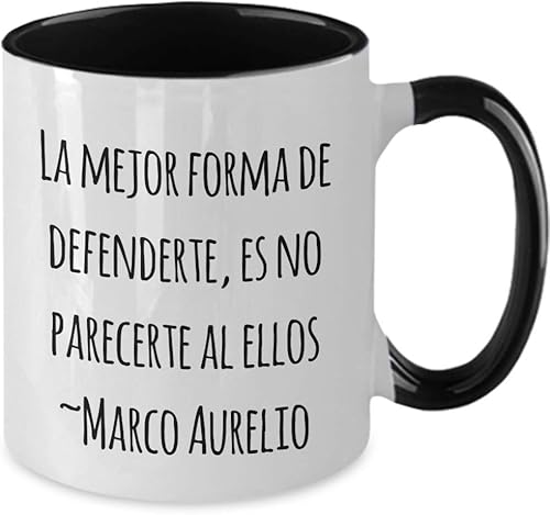 Miniatura 2 de Taza de café de dos tonos con cita Marcus Aurelius La mejor forma de defenderte, es no parecerte al ellos  Marco. -Negro 11oz