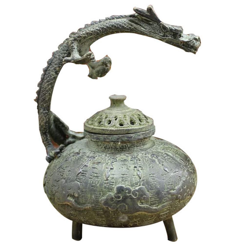 Brûleur d'encens en bronze antique XIALON 14 cm porte-encens maison