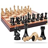 MJSM Chess Set Chess high-end Suit Extra Large Solid Wood Folding Chessboard Metal Chess Pieces Home Decoration Backgammon and Chess Set