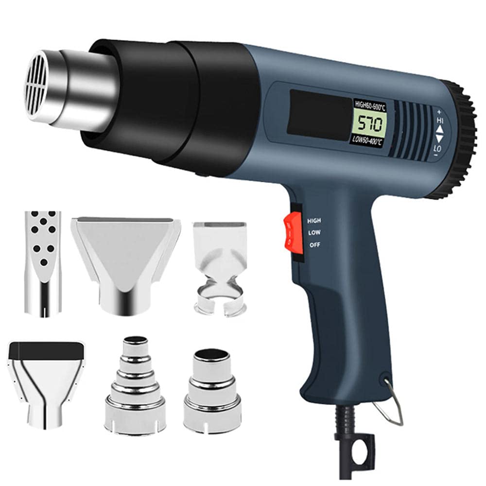 Décapeur Thermique, Pistolet à Air Chaud 2000W, Températures Réglables, 4 Buses pour Tuyaux de Décongélation/Décapage de la Peinture/Desserrage Des Carreaux de Sol, avec écran LCD Température