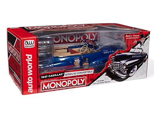 AW AUTO WORLD Silver Screen Machines - Monopoly 1947 Cadillac Convertible miniatura 1