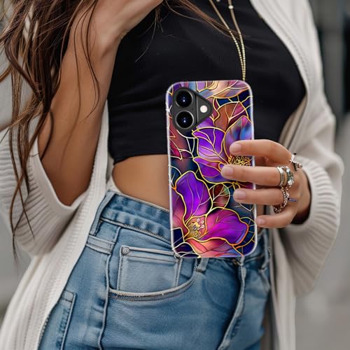 Image of Goodon for iPhone 17 Case Cute - Wireless Charging Compatible - Dual-Layer Hard Shell + Silicone Cover - Protective Phone Case with Trendy Designs for Women - Blooming Purple Flowers | Dual-Layer Hard Shell + Silicone, Slim Fit Protective Phone Cover with Wildflower Designs for Women Girls