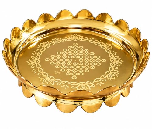 Image of Lotus Tray Traditional Rangoli Design Pooja Decorative Tray