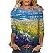 LAIYIFA Camisetas para mujer con estampado paisajístico, casual, cuello redondo, blusa de manga larga, suelta, para primavera/otoño/invierno, para la parte inferior