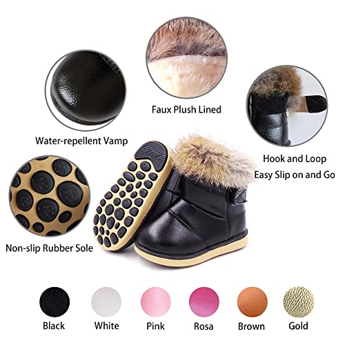 FJWYSANGU Toddler Girl Warm Winter Snow Boots Plush inner Outdoor Boots Waterproof Walking Shoes Flat Easy on for Toddlers Little Girls2