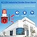 kbaoele AC110V Industrial Siren Alarm Strobe Light-120dB Loud Horn&Red Beacon Warning Light,Waterproof Indoor/Outdoor Safety Alarm for Emergency,Factory,Office,Fires,Tornado,Intruders,Animal Deterrent