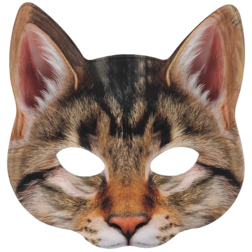 POPETPOP 仮面舞踏会仮面 ハロウィーン仮面 動物仮面 男性と女性ハーフフェイス 小道具 猫仮面 猫仮面 動物パーティーアクセサリー