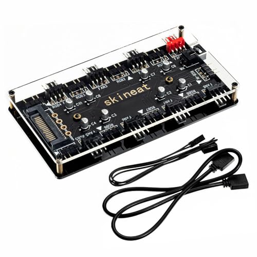 Image of ARGB and PWM hub12V 4Pin PWM & 5V 3Pin ARGB with SATA Power 2-in-1 Hub 8 Way Sync CPU Cooling Chassis Fan Hub Addressable RGB Lighting for Extended Motherboard Interface (5V 3pin (2-in-1))
