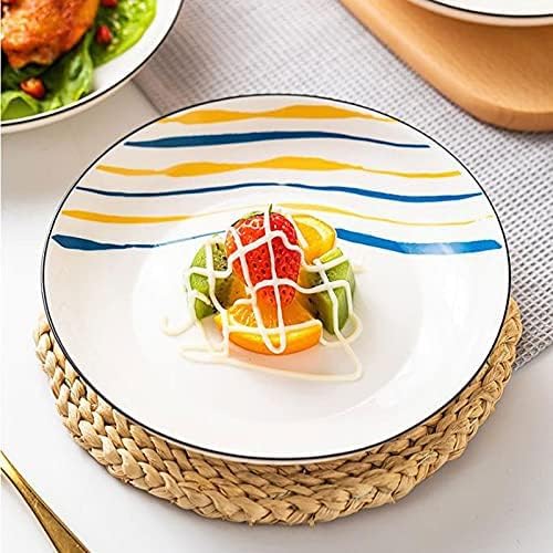 Talerze ceramiczne, zestaw 6 sztuk, okrągłe talerze do makaronu, stek, przystawki, nadają się do kuchenki mikrofalowej i zmywarki, 6 szt. 7 cali