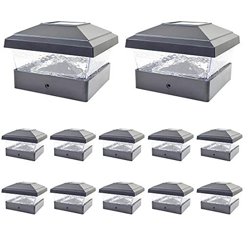 Lowest Price 12 Pack Black Outdoor Garden 5 x 5 Solar LED Post Deck Cap Square Fence Light Hammered Lens Landscape Lamp PVC Vinyl Best Cyber Deals 🔥 12 Pack Black Outdoor Garden 5 x 5 Solar LED Post Deck Cap Square Fence Light Hammered Lens Landscape Lamp PVC Vinyl