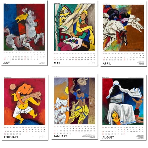 Image of Tallenge - 2026 Desk Calendar - M F Husain - Art By Indian Master - 6 x 9 Inches for Home & Office (Paper, Desk Calendar)