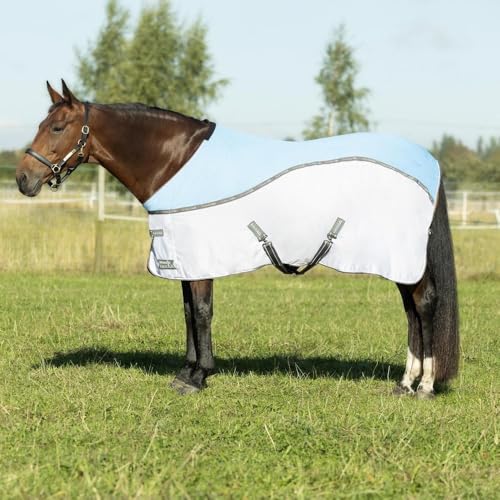 HY - Kühldecke für Pferde Stormx EMPRA MESHX FLOW, Hellblau/Grau, 198 cm