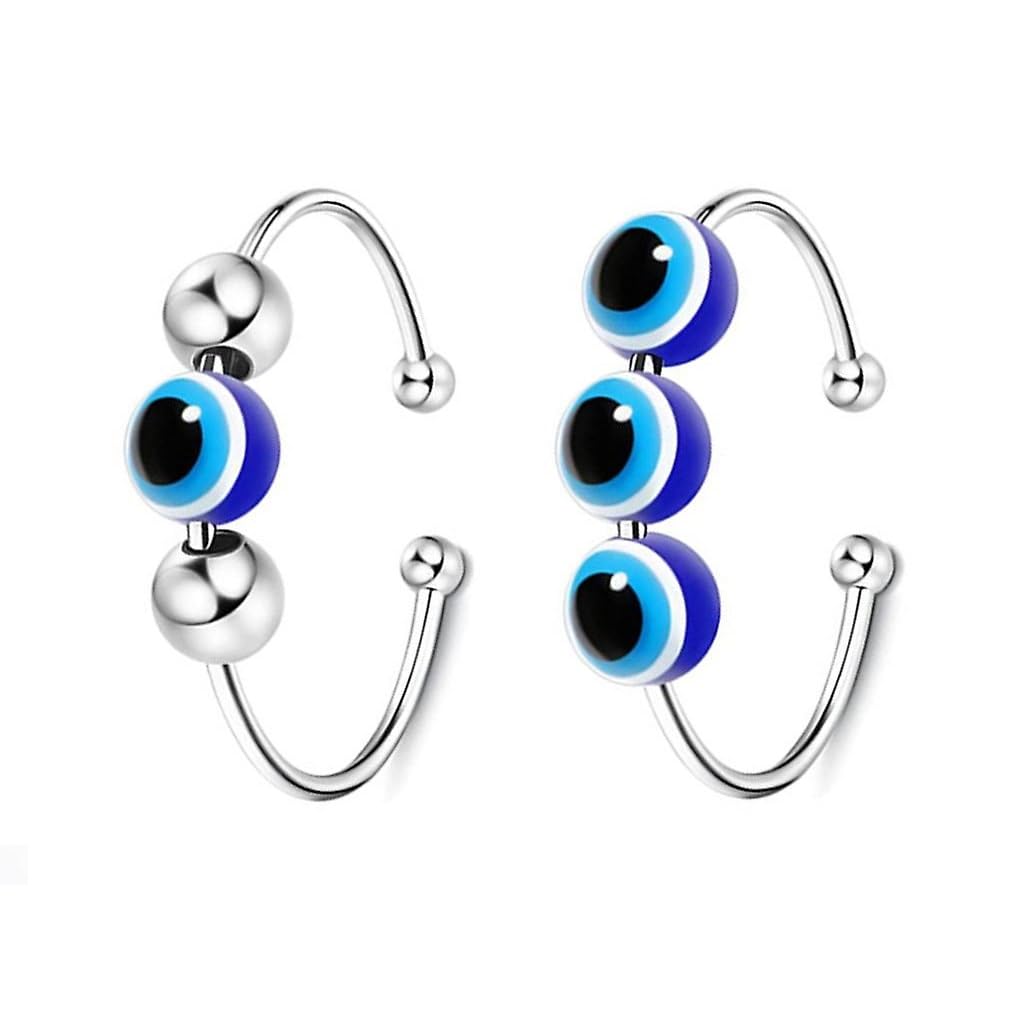 El Regalo 2PCs Eye Catching Fidget Meditation Adjustable Finger Rings for Girls & Women- Retro Blue Evil Eyes Opening Adjustable Rotating Beads Rings (B0CZRZ491Q) Amazon Price History, Amazon Price Tracker