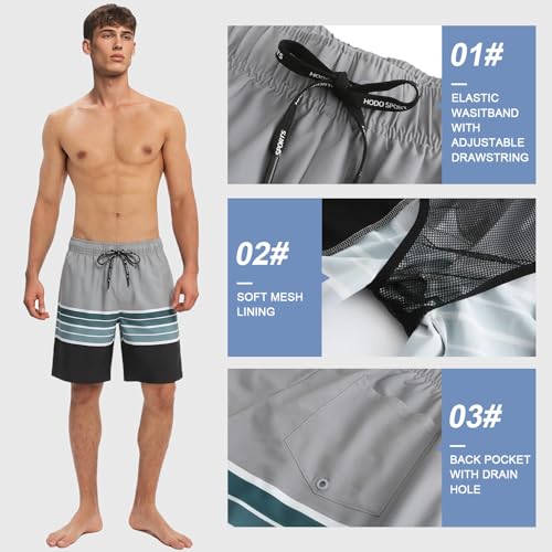 Image of HOdo Mens Swim Trunks with Mesh Liner 9 inch Quick Dry Swim Shorts Bathing Suits for Men Swimwear Board Shorts wiht Pockets