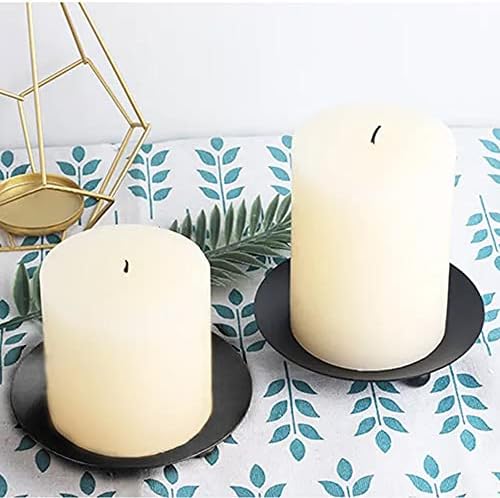 JTgugu 4 Pcs 7cm Iron Plate Candle Holder Metal Candlestick Holders Stand Candle Pedestal Base for Dining Table Incense Cones Spa Wedding Pray Home Party Banquet Decoration - Black