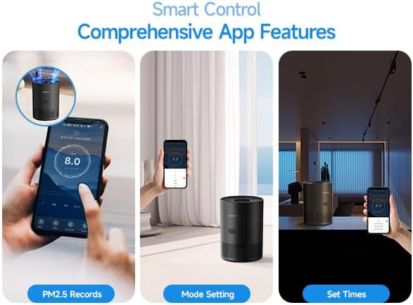 Miniatura 8 de Chuboor Purificadores de aire para dormitorio con control Wifi Alexa, luz de calidad del aire PM 2.5, purificadores de aire para el hogar,