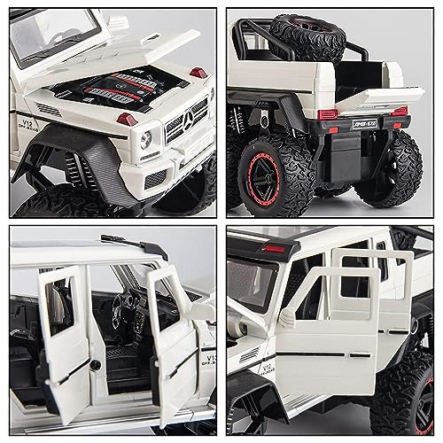 Image of ARNIYAVALA Diecast Toy Car1 /32 Benz G63 AMG 6x6 V12 Off-Road Pickup Scale Model,Pull Back Vehicles Alloy Simulation Supercar with Lights and Sound Also for Car Dashboard,Kids,Adult