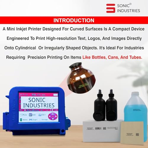 Image of SONIC INDUSTRIES Compact Portable Inkjet Printer for Label Barcode and Expiry Codes High Clarity Thermal Printing System for Batch and Product Information Application on Surfaces