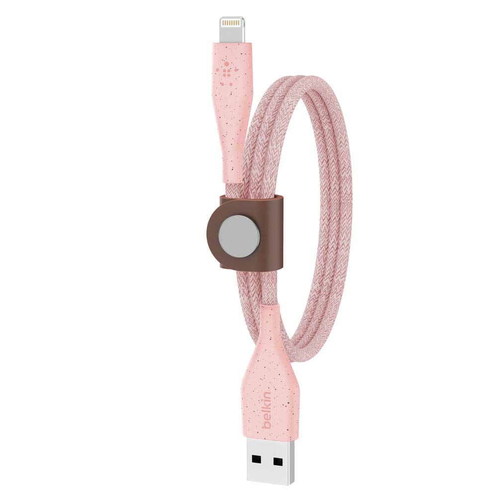 BelkinDuraTek Plus Lightning to USB-A Cable with Strap (Ultra-Strong iPhone Charging Cable, Lightning to USB Cable), 4ft/1.2m - Pink