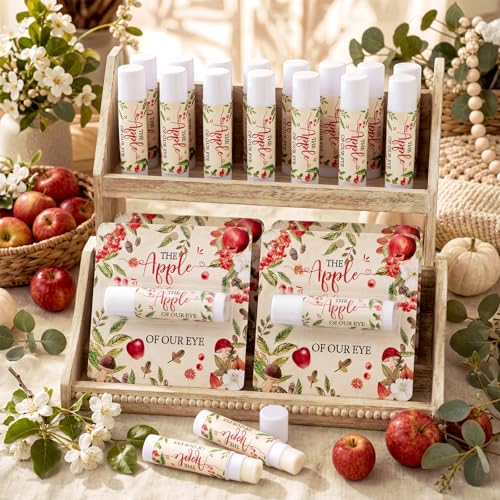 Image of 24 Pcs Apple Theme Baby Shower Lip Balms Bulk the Apple of Our Eye Baby Shower Party Favors for Guest Lip Balm Gift Set Travel Size Lipstick Autumn Thanksgiving Sweet Birthday Favor Decoration